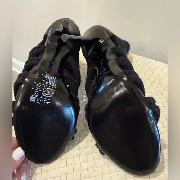 NEW WITH TAGS BALMAIN X H&M Black and Gold Rope Heels - Size 39 - Picture 7 of 16